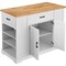 Wood Color-White Wood amd Metal Kitchen Island with Drawers and Shelves